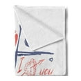 thumbnail image 2 of XOXO Soft Flannel Fleece Throw Blanket, Love Essential Tic Tac Toe Game Hearts Lips and I Love You Words, Cozy Plush for Indoor and Outdoor Use, 50" x 70", Peach Ceil Blue, by Ambesonne, 2 of 5