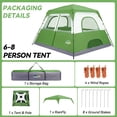 thumbnail image 3 of HOTEEL 6-8 Person Camping Tent, Easy Setup Waterproof Windproof Backpacking Tent with Removable Rainfly, Lightweight Portable Outdoor Family Tents for Camping, Travel, Fishing, Hiking, Green, 3 of 10