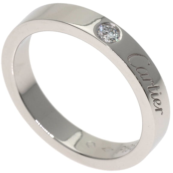 Pre-Owned Cartier C de 1P Diamond Ring #47 Platinum PT950 Women's CARTIER