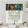 thumbnail image 2 of Building Blocks Valance Curtain Themed Digital Design Toy Dotted Matching Rectangles Print Rod Pocket Valance Window Treatments Short Curtains for Kitchen Living Room Decor 54x18inch, 2 of 6
