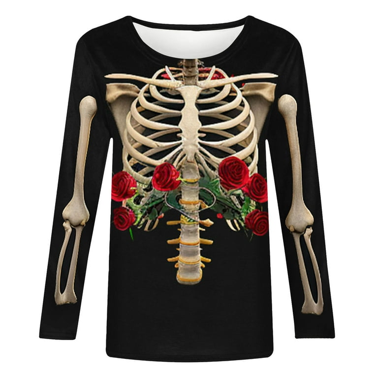 Top Noir Avec Motif Os Humain - Taille XS, Marque Human, Occasion Très Bon état