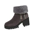 thumbnail image 2 of Gamivast Winter Boots for Women Low Chunky Heel Round Toe Side Zipper Fleece Lined Booties Platformed Winter Warm Waterproof Ankle Boot with Non-Slip Trendy Cozy Snow Shoes, 2 of 6