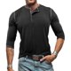 thumbnail image 1 of Blusas y camisas de manga larga y cuello redondo para hombre, color liso, informal, con botones, cárdigan de media manga, top de cuello redondo para hombre, blusas de poliéster para hombre, 1 of 8