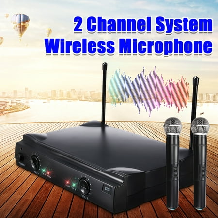 ELEGIANT Dual Channel Rechargeable VHF Handheld Wireless Microphones & Systems with Audio Cable 2 Handheld Cordless Microphone for Karaoke Home KTV Conference Show Party PA