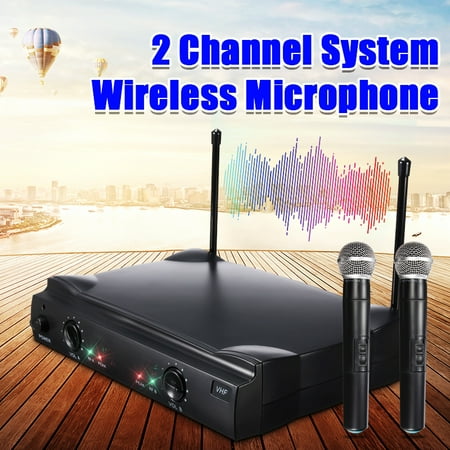 ELEGIANT Dual Channel Rechargeable VHF Handheld Wireless Microphones & Systems with Audio Cable 2 Handheld Cordless Microphone for Karaoke Home KTV Conference Show Party PA