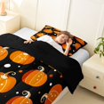 thumbnail image 3 of Homewish Autumn Fall Pumpkin Twin Comforter Sets,Halloween Themed Bedding Set,Black Orange White,Black Reversible,2pcs,1 Comforter and 1 Pillowcase, 3 of 7