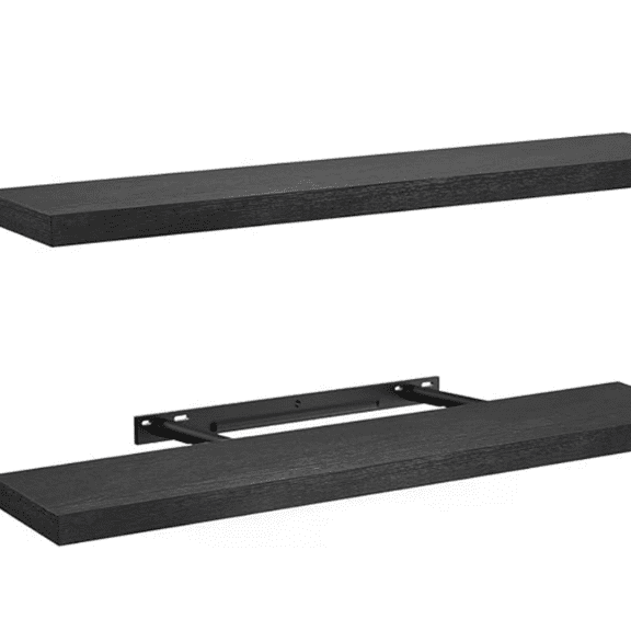 12" Deep Oak Floating Shelves, Rustic Wood Wall Shelves for Wall & Storage, 24 x 12 Floating Shelf for Living Room, Bathroom, Bedroom, Set of 2