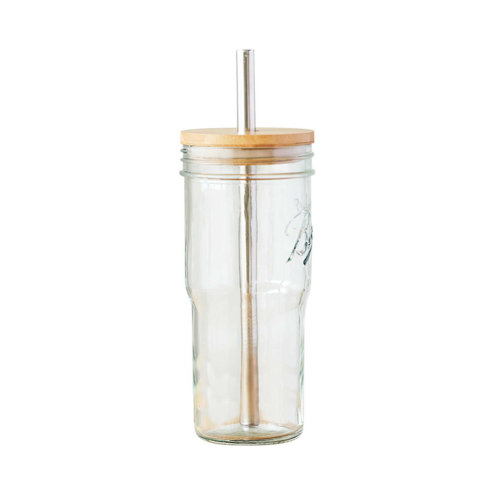 4-Pack 24oz Glass Tumbler Cups with Handle, Bamboo Lids, and Straws -  Reusable Mason Jar Drinking Gl…See more 4-Pack 24oz Glass Tumbler Cups with
