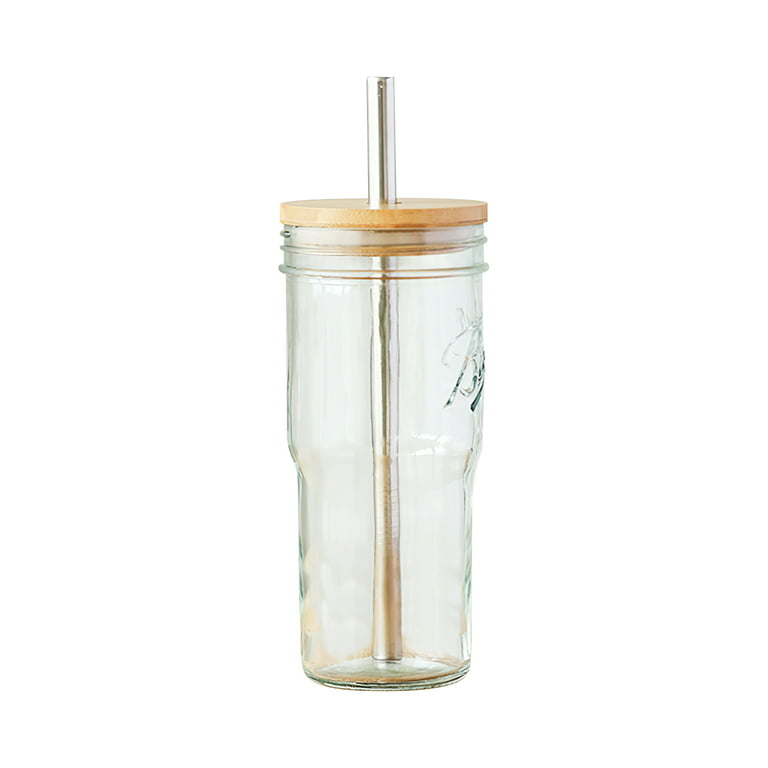 Glass Cup Mason Jars Drinking Glasses Tumbler with Bamboo Lids and