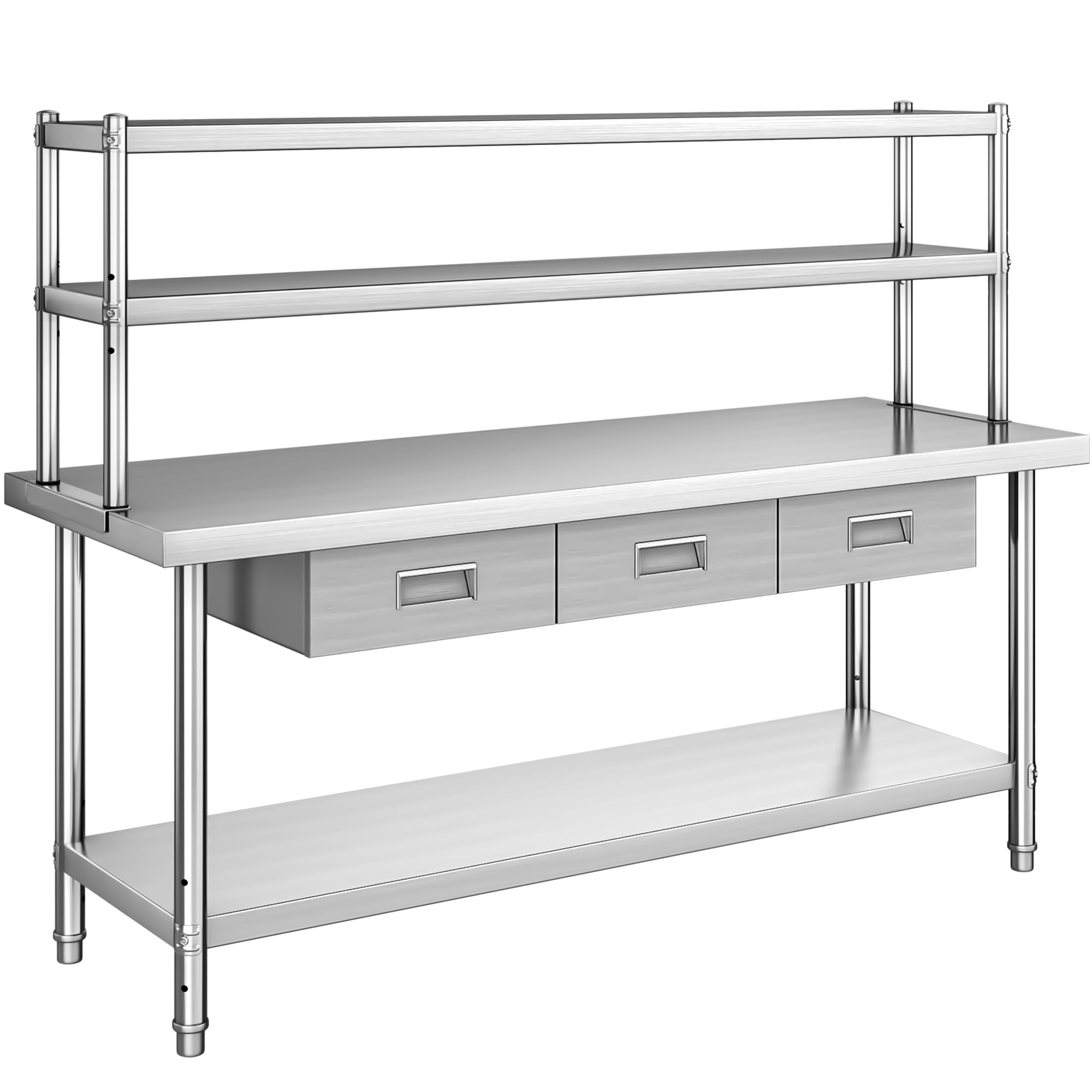 Stainless steel table with shelves discount