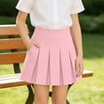thumbnail image 2 of HNMKIU Back to School Dresses for Girls Pleated High Waist Stretch Sports Casual Skirt With Pockets Suitable For 5 14 Years Pink - 120/7Y, 2 of 5
