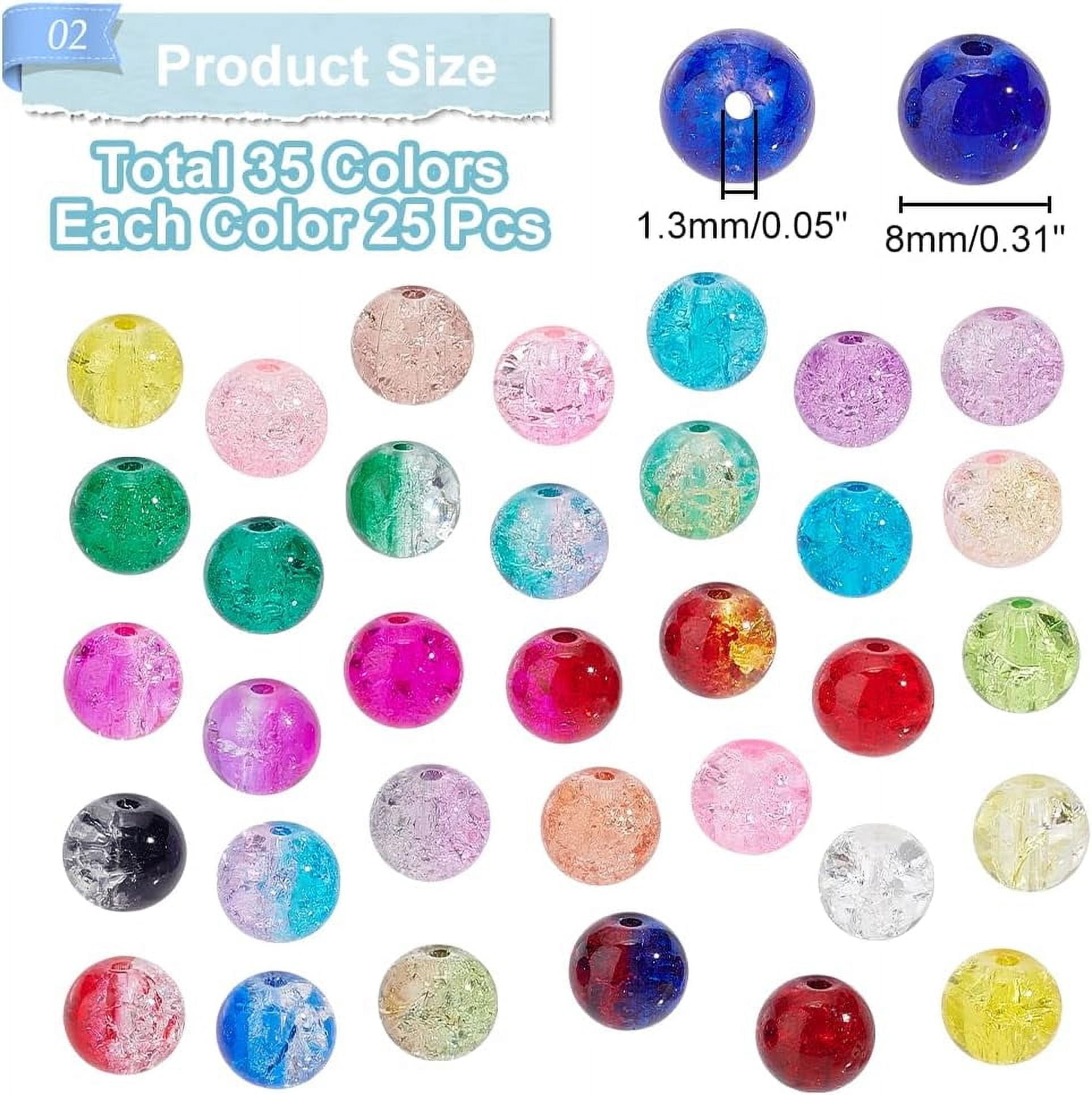 875Pcs 35 Colors Spray Painted Transparent Crackle Glass Beads Round Mixed Color 8mm Hole: 1.3~1.6mm 25Pcs/color