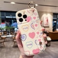 thumbnail image 4 of Compatible with iPhone 13 Pro Max Love Heart Oval Case with Adjustable Wrist Strap Kickstand Holder Hand Strap Glossy Protection Fashion Shockproof Case for Girls Women, 4 of 14