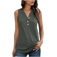 thumbnail image 2 of Njoeus Women's Button V-Neck Tank Tops, Womens Casual Sleeveless Ribbed Shirts Tunic Tops Summer Loose Dressy Blouse Long Tees S-XXL, 2 of 6