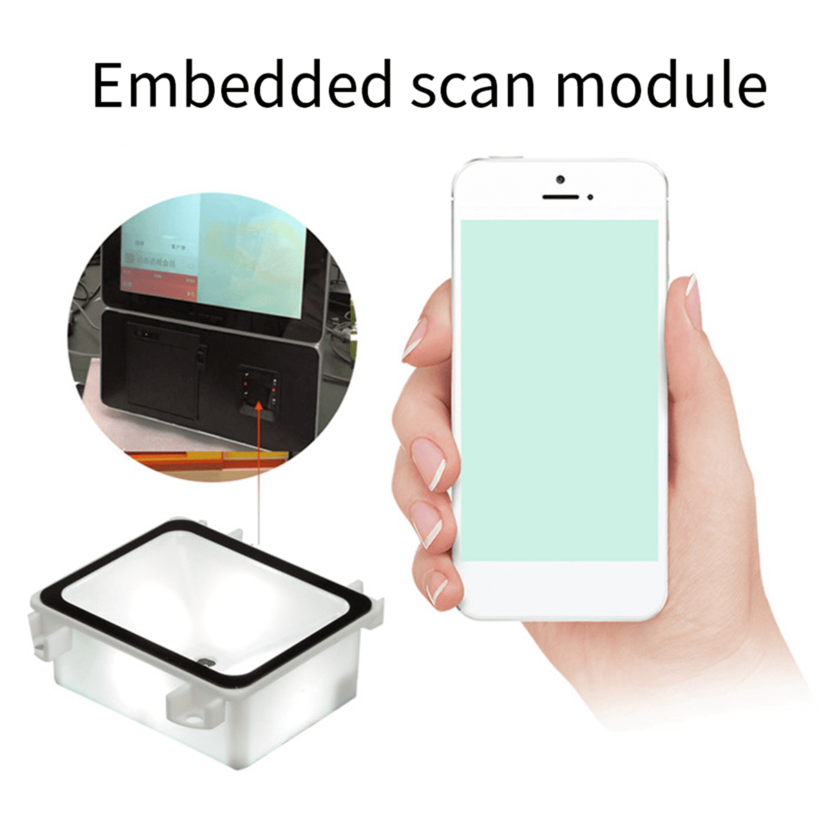 2X Embedded 2D Barcode Scanner USB QR Barcode Reader RS232 TTL Interface Kiosk Small Fixed Installation Barcode Printer