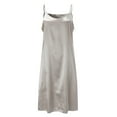 thumbnail image 4 of Kureaily Women Solid Dress Sleeveless Strap V Neck Dress Loose Dress Home Nightdress Nightshirt Soft Pajamas, 4 of 5