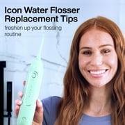 AquaSonic Icon Water Flosser Replacement Tips – 5 Tips, 4 Tip Types: Standard, Periodontal, Orthodontic & Tongue Scraper - Genuine, Authentic Part (Green)