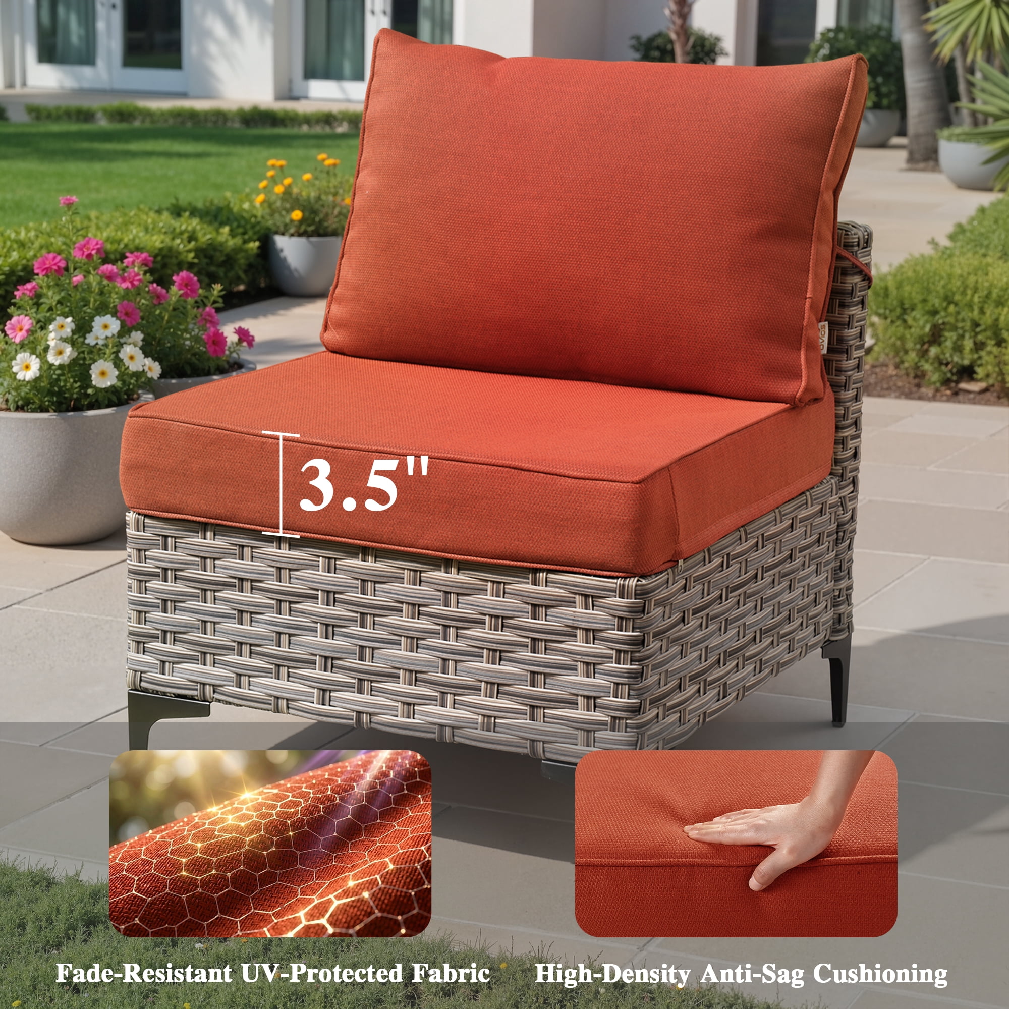 Ovios 11 Pieces Patio Furniture Set All-Weather Wicker Outdoor Sectional with 54" Fire Pit, Swivel Chairs & Solar Table