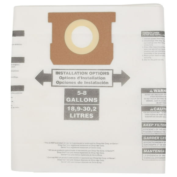 6 Pcs Universal Dry Vac Dust Bag 5 to 8 Gallon Vacuum Cleaners for Shop Vac 5-8 Gallon Dust Bags