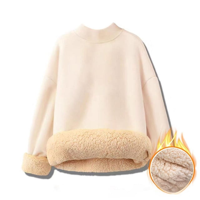 Styesk Mens Shirts Man Solid Color Fleecing Loose Pullover Stand Collar Hoodie Fallow Wool Warm Blouse