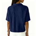 thumbnail image 7 of Dweltoz Blouses for Women Buttons Collared Short Sleeve Lightweigth Casual Work Blouses V Neck Solid Golf Tee Shirts,Navy 2XL, 7 of 7
