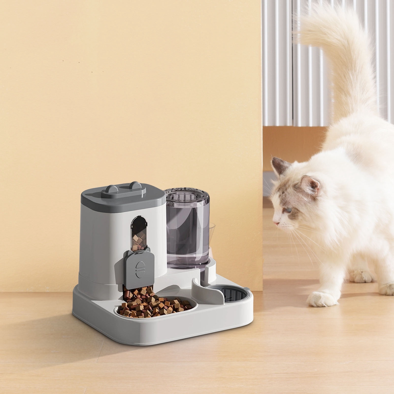 2-in-1 Automatic Pet Feeder and Water Dispenser, Large Capacity Self-Feeding for Small and Medium Dogs or Cats, No Electricity Needed for Home, Travel, Vacation, Office Use