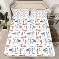 thumbnail image 2 of Homewish Rustic Bohemain Fish Twin Sheet Sets,Country Farmhouse Cabin Twin Fitted Sheet,White Orange Flat Sheet For Boys Kids,Breathable Home Decor,3 Pieces, 2 of 7