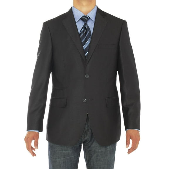 LN LUCIANO NATAZZI Mens Two Button Notch Lapel Blazer Modern Fit Suit Jacket Charcoal