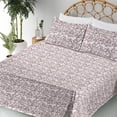 thumbnail image 3 of Alphabet Sheet Set, Weathered Letters Words on the Plain Background Repetitive Pattern, Fitted & Flat Sheet with Pillowcase Bedding Accent 4 Pcs Set, Calking, Dark Maroon and White, by Ambesonne, 3 of 5