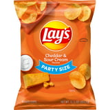 Lay's Cheddar & Sour Cream Flavored Potato Chips, Party Size, 12.5 oz ...