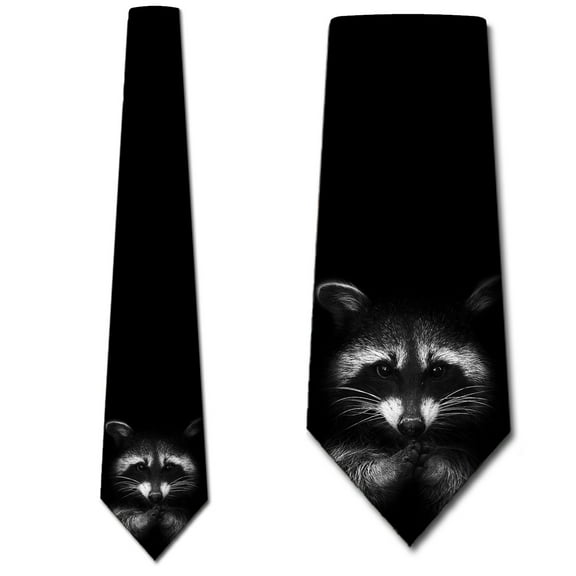 Raccoon Ties Mens Black and White Animal Ties by Three Rooker