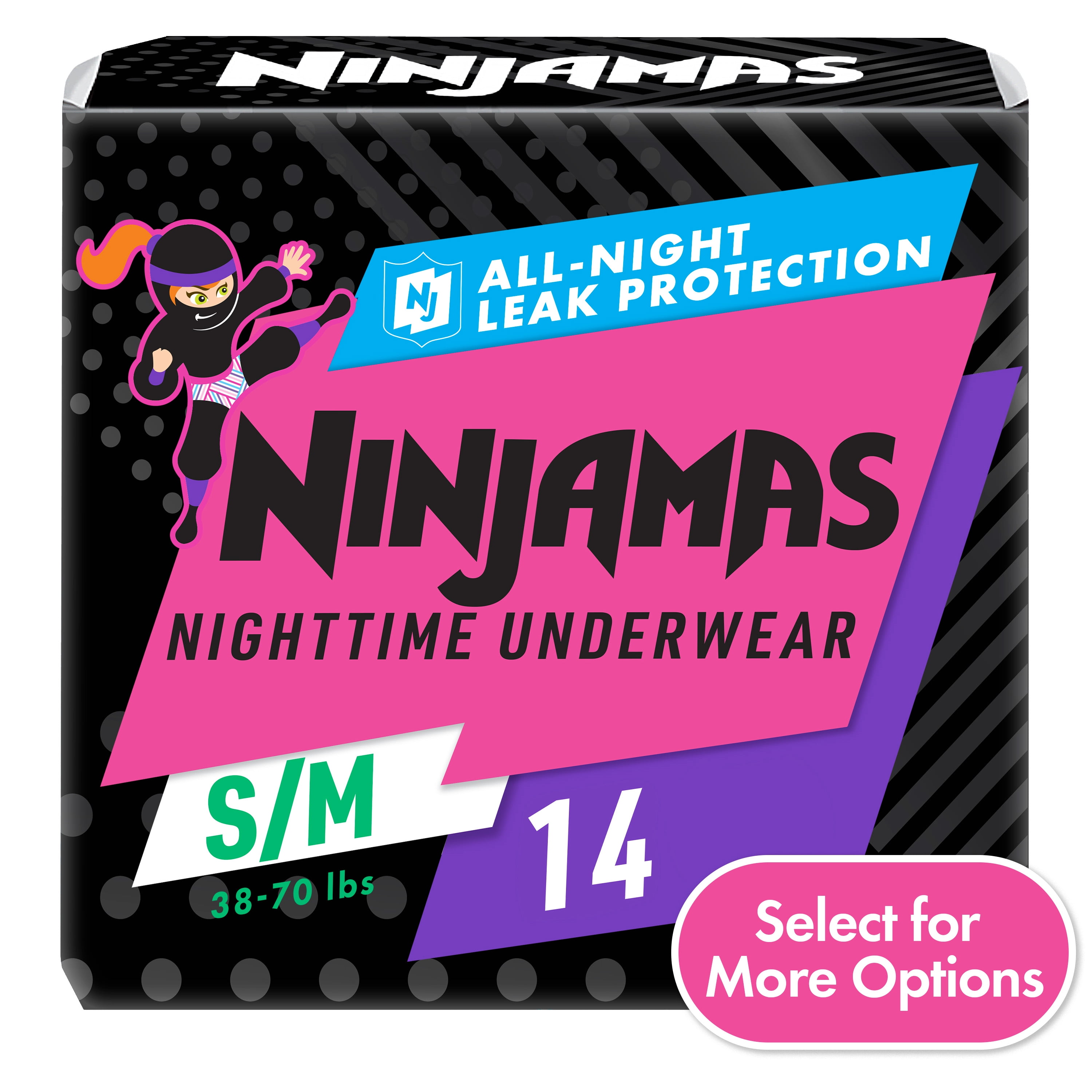 Pampers Ninjamas Nighttime Pants Girls Toddler Size S/m, 14 Count