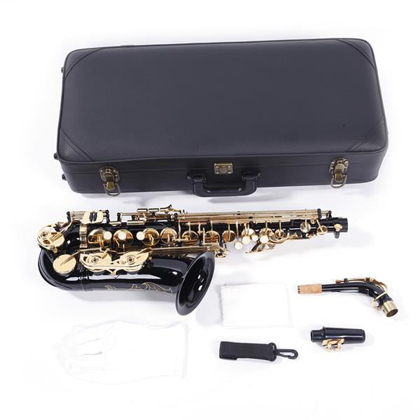 Be Brass Carving Pattern Pearl White Shell Button Saxophone with Strap Black pic
