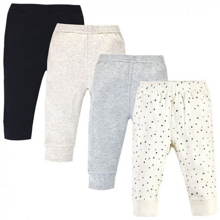Touched by Nature Baby and Toddler Organic Cotton Pants 4pk, Star, 0-3 Months