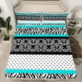 thumbnail image 2 of Feelyou Mandala Tribal Damask Twin Sheet Sets, Leopard Cheetah Print Twin Fitted Sheet, Cyan Cycle Polkadots Flat Sheet, Microfiber Bedroom Decor, 3pcs, 2 of 7
