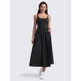 thumbnail image 4 of Vestido CRZ YOGA sin mangas maxi fluido con escote cuadrado negro XXS, 4 of 7