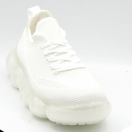 

Women Cute Knitted Stylish Bubble Sole Sneakers Light Weight Lace Up Shoes White