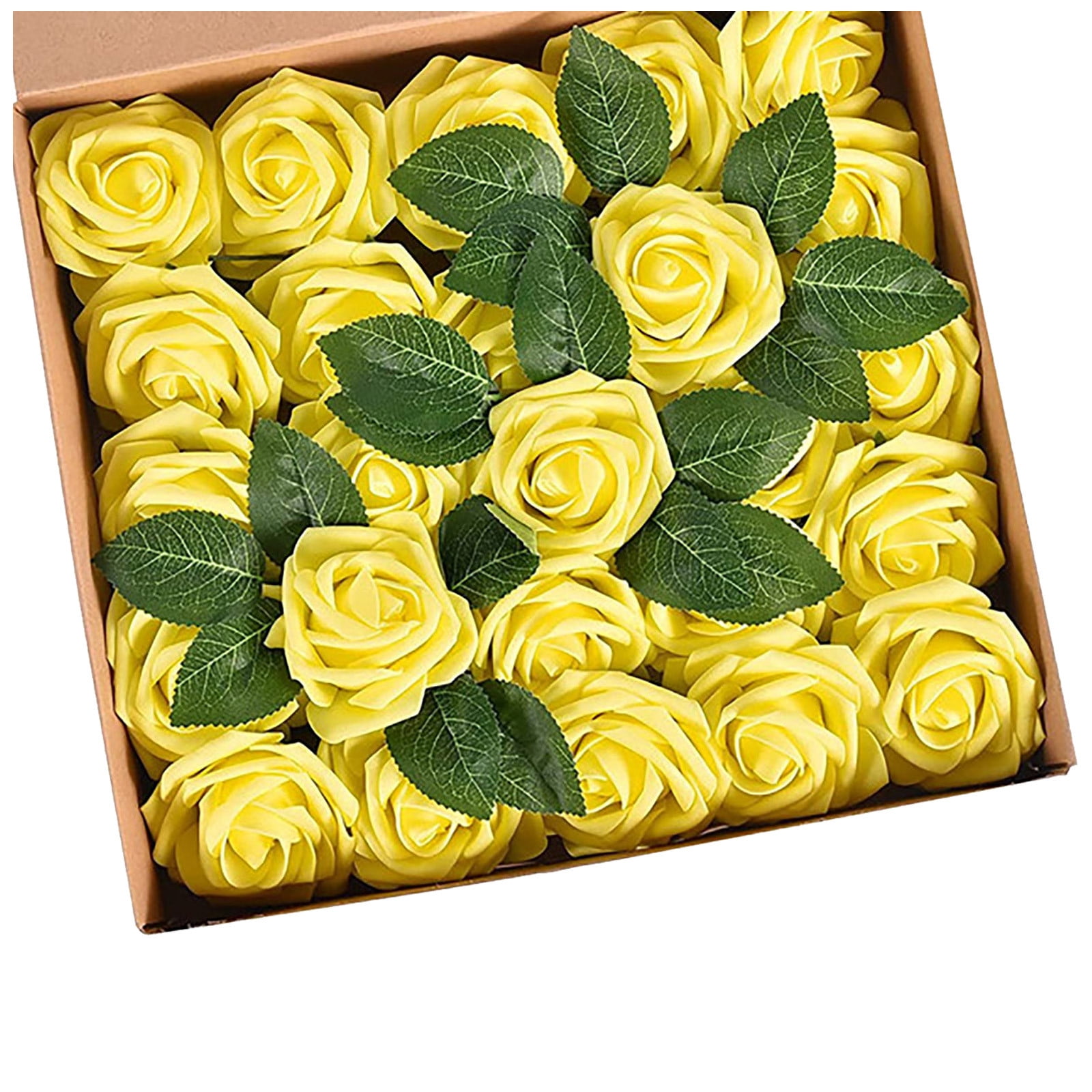 Artificial Flowers 25pcs Real Looking Ivory Foam Fake Roses with Stems ...