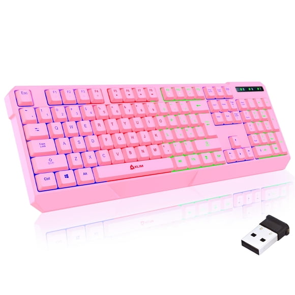 Teclado KLIM Chroma Wireless Gaming RGB Rosa