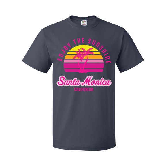 Inktastic Summer Enjoy the Sunshine Santa Monica California in Pink T-Shirt