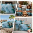 thumbnail image 5 of Teal Outdoor Waterproof Pillow Covers, Luxury Marble Golden Modern Abstract Impressionist Decorative Square Throw Pillowcase Sofa Cushion Sham for Patio/Couch/Chair, 18"x18" 2 Pack, 5 of 8