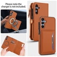 thumbnail image 3 of For Samsung Galaxy A56 5G【RFID Blocking】Multi functional 2-in-1 Soft PU Leather Wallet Case Magnetic Flip Cover Multi-Card Slots Zipper Pocket With Detachable Shoulder Strap And Wrist Strap,Brown, 3 of 8