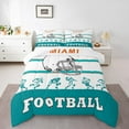 thumbnail image 3 of American Football Comforter Full Size,Football Bedding Sets ,White Blue Orange Sports Comforter Sets,Football City Team Duvet Insert with 2 Pillowcases(Miami), 3 of 7