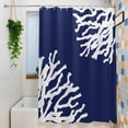 thumbnail image 3 of Shower Curtains for Bathroom-36"x72",Sea Coral Navy Blue Waterproof Bath Curtain Grommet Shower Curtain Set with Hooks, 3 of 9