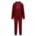 thumbnail image 6 of Dazajoo Jogger Sets for Women 2 Piece Sweatsuits Casual Slit Pullover Hoodies and Drawstring Sweat Pants Fall Long Sleeve Track Outfits,Wine,M, 6 of 7