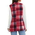 thumbnail image 5 of Nmnitkp Women's Plaid Vest Coat Casual Button Front Sleeveless Blazer Jacket Outerwear Red,S, 5 of 6