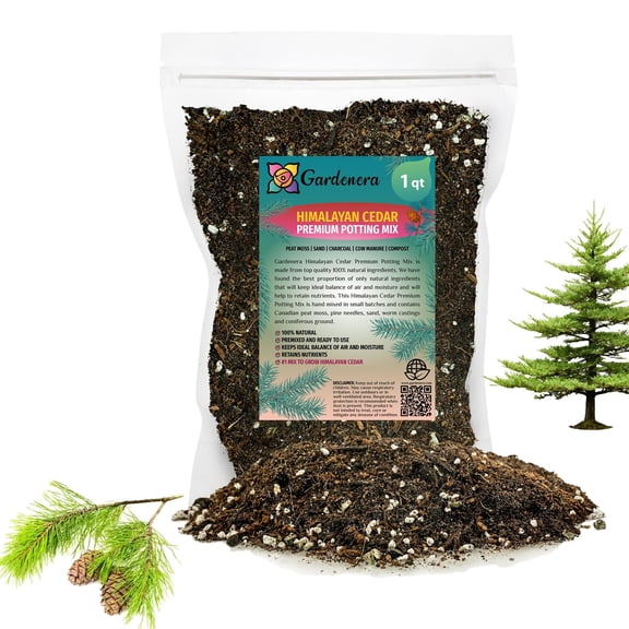 Gardenera Labs Premium Himalayan Cedar Potting Soil Mix - Perfect Balance of Nutrients, Drainage, and Aeration for Healthy Cedar Trees - 1 Quart
