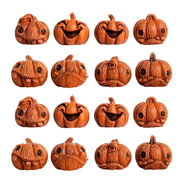 Decoraciones de Halloween para el Hogar 16 Piezas Decoraciones de Calabaza de Resina Creativa de Halloween Pequeña Forma de Calabaza Simulada Decoración Del Hogar Decoración de Escritorio de Acción De