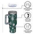thumbnail image 4 of Green Christmas Snowflake Pattern Tumbler with Handle and Lid,40oz Double Wall Vacuum Insulated Tumbler,Cups Gift for Women and Men, 4 of 7