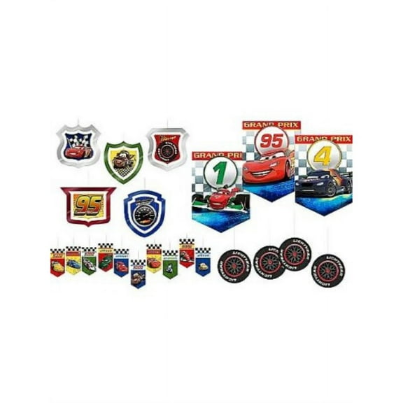 hallmark cars 'grand prix dream party' room decorating kit (22pc)